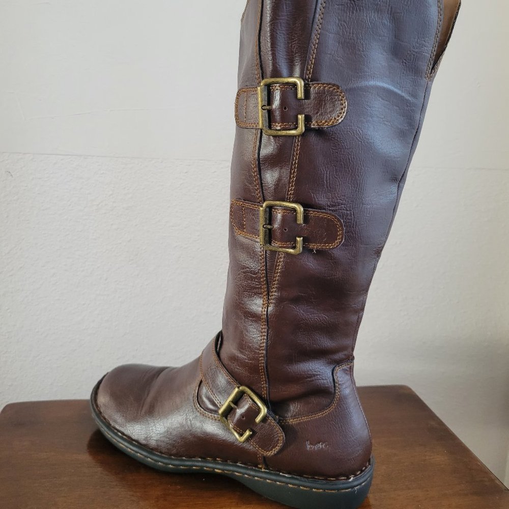 BOC born womens leather boots with buckles, size 10M